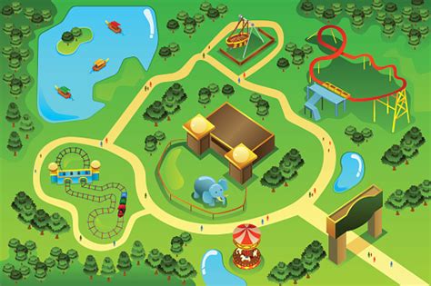 Ilustración de Mapa De Un Parque Temático Y De Diversiones y más ...