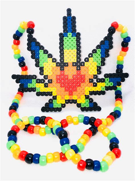 Love Pot Leaf Perler Kandi Necklace | Etsy