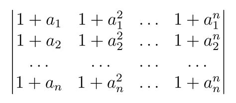 linear algebra - Determinant of matrix similar to Vandermonde ...