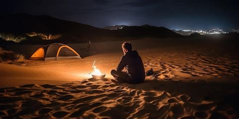 Premium AI Image | Desert camping at night Generative AI