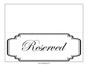 Printable Reserved Table Sign