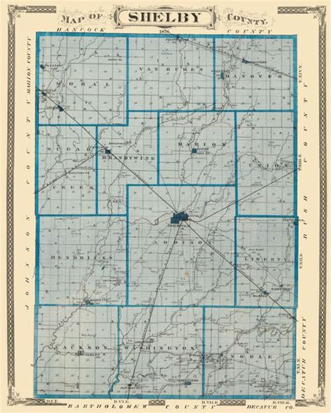 Shelby county, Map, Antique map