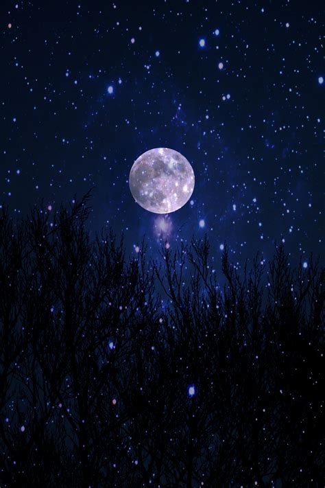 Full Moon & Stars | Beautiful moon, Moon pictures, Stars and moon