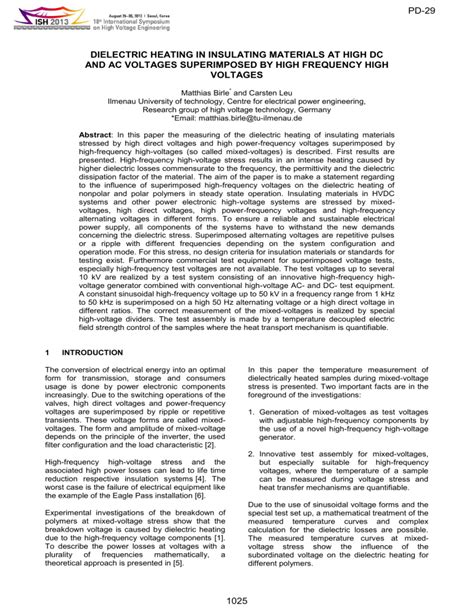 DIELECTRIC HEATING IN INSULATING MATERIALS AT HIGH DC