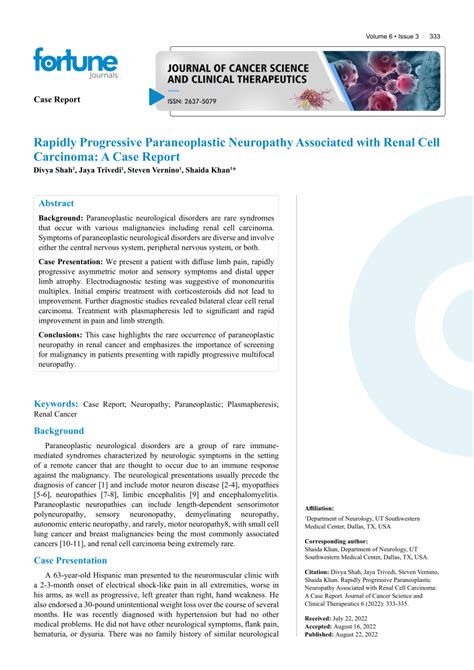 (PDF) Rapidly Progressive Paraneoplastic Neuropathy Associated with ...