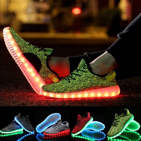 7 Color LED Light Lace Up Luminous Sneaker Shoes Sportswear USB ...