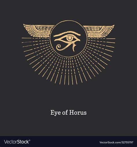 Eye horus drawing in engraving style Royalty Free Vector