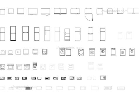 Kitchen appliances DWG, free CAD Blocks download