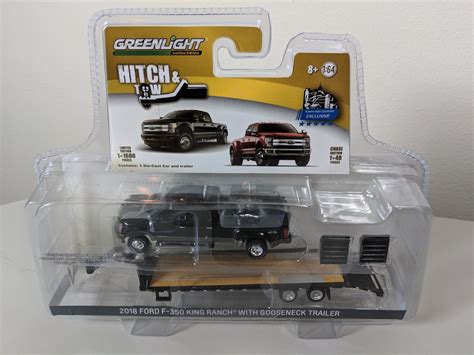 1:64 Hitch & Tow 2018 Ford F-350 King Ranch Dually Black and Gooseneck ...