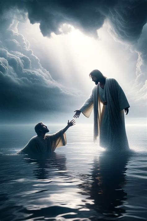 Jesus wallpaper art for your phone of Christ walking on water and ...