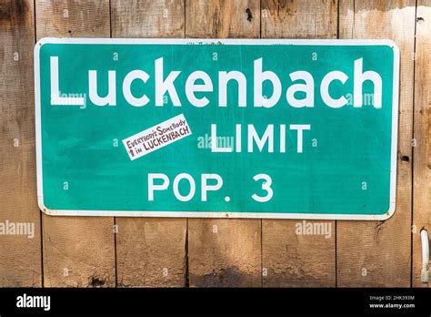 Luckenbach, Texas, USA. Population sign in Luckenbach, Texas ...