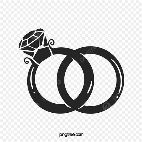 Interlocking Wedding Rings Silhouette PNG Free, Silhouette Of Black ...