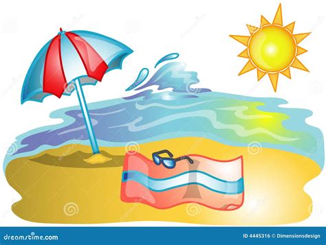 Beach scene illustration stock vector. Illustration of beach - 4445316