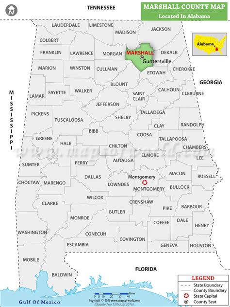 Marshall County Map, Alabama | Where is Marshall County