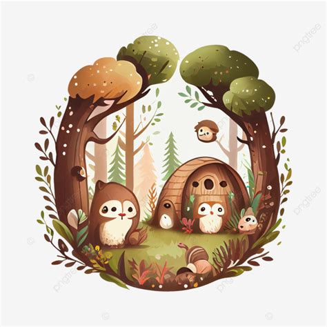 Cute Illustration Of Forest Animals, Forest, Animal, Cute PNG ...