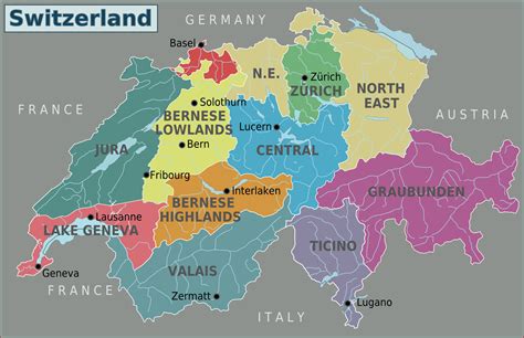 Large detailed regions map of Switzerland. Switzerland large detailed ...