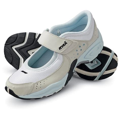 Women's Ryka® Mary Jane Athletics, White / Silver / Blue - 134511 ...