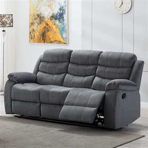 Jim Collection Contemporary Living Room Upholstered Reclining Sofa with ...