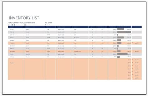 Small business inventory list - benchtop