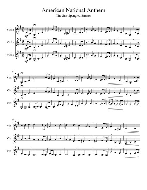 USA National Anthem Sheet music for Violin (Mixed Trio) | Musescore.com