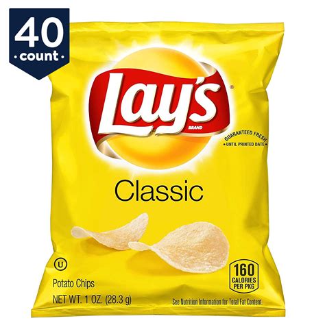 Lay's Potato Chips, Classic, 1 oz Bags, 40 Count - Walmart.com