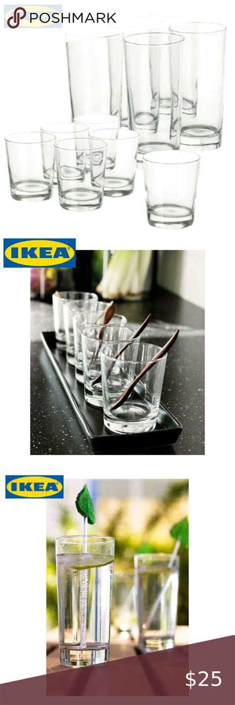 IKEA Godis Clear Glass Drinking Glasses Set Of 11 Carbonate, Cold ...