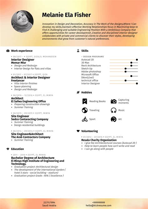 Interior Designer Resume Example Kickresume - Riset