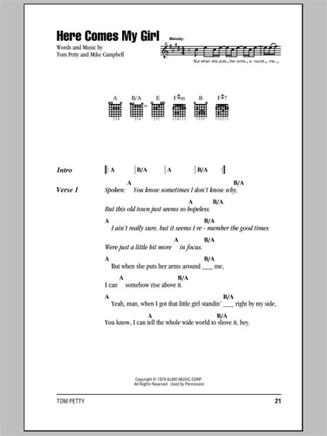 Here Comes My Girl by Tom Petty And The Heartbreakers Sheet Music for ...