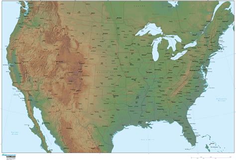 United States Relief Wall Map by Map Resources - MapSales