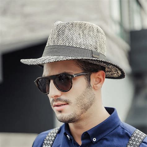 Summer Straw Hat Wide Brim Fedora Sun Beach Hat Retro Style Straw ...