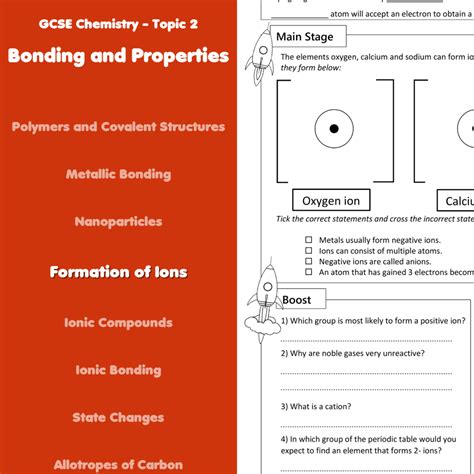 Formation of Ions Home Learning Worksheet GCSE - rocketsheets.co.uk