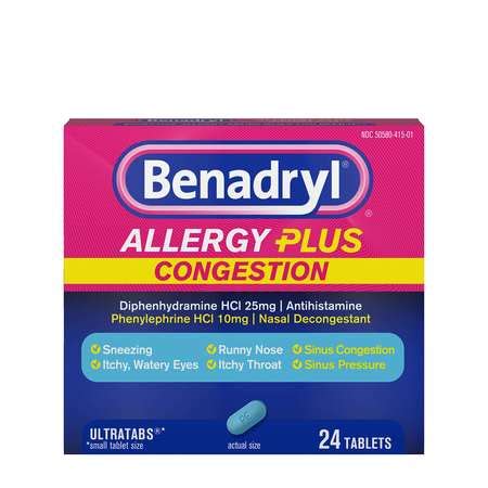 Benadryl Benadryl Allergy Plus 24 Count, PK24 5355726 | Zoro