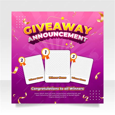 Premium Vector | Giveaway winner announcement social media post banner ...