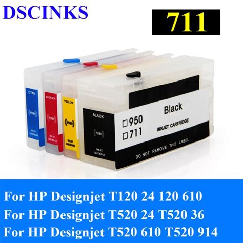 For Hp 711 Refillable Ink Cartridge For Hp Designjet T120 24 120 610 ...