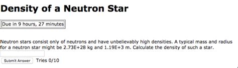 Solved Density of a Neutron Star Due in 9 hours, 27 minutes | Chegg.com