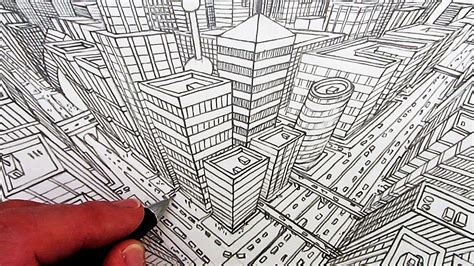 How to Draw a City in Three-Point Perspective | Perspektiven ...