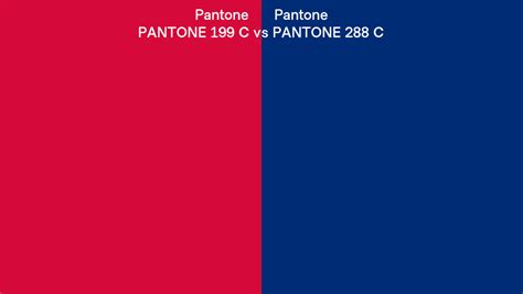 Pantone 199 C vs PANTONE 288 C side by side comparison