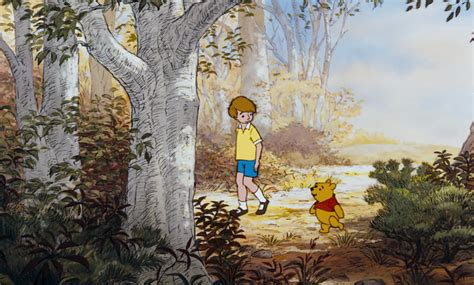 Image - Christopher Robin and Pooh Bear are both walking along the path ...