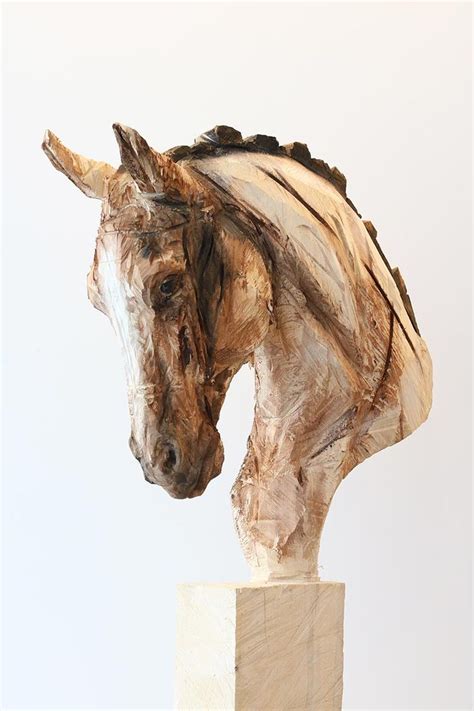 Horse' wooden sculpture made by a chainsaw. Artist: Jürgen Lingl ...