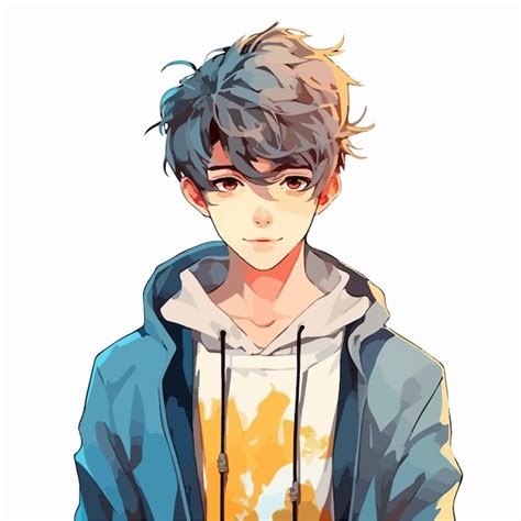 Premium Vector | Young man anime style character vector illustration ...