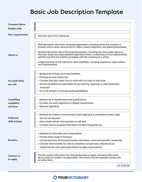 How To Write a Job Description (with Example Template) | YourDictionary