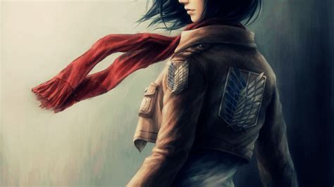 壁纸 : Mikasa阿克曼, 围巾, 短发, 黑发, 进攻的巨人, Attack on Titans, 动漫女孩 1920x1080 ...