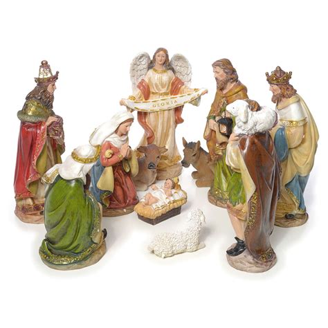 Nativity scene in resin, multicoloured with 11 figurines, 41cm | online ...