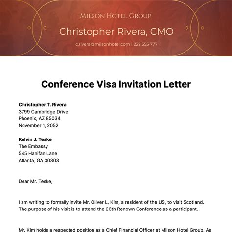 Business Meeting Invitation Letter For Visa Application Sle Letter ...