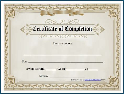 Certificate Of Completion Template Free Printable - Free Printable