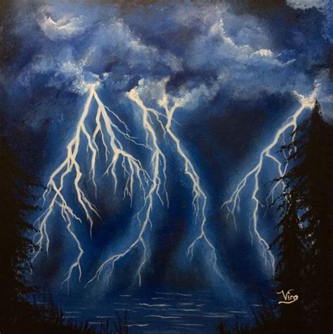 Glow in the Dark Art Lightning Storm Painting Sky Original Art - Etsy ...