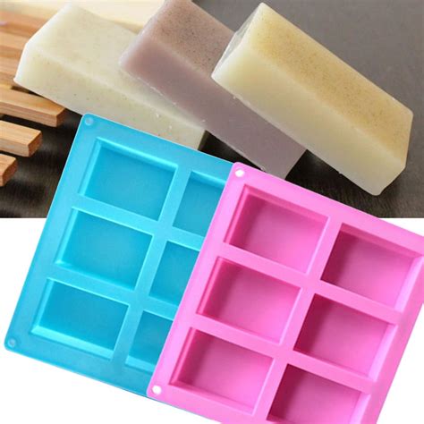 6-Cavity Rectangle Soap Mold Silicone Craft DIY Making Homemade Cake ...