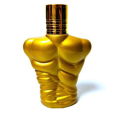 Unique Man Men Body Muscle Design 70ml Gold Golden Color Glass Cologne ...