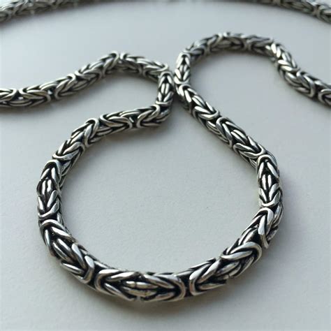 5mm Men's Round Byzantine Necklace Chain 925 Sterling Silver 22 Inch 6 ...