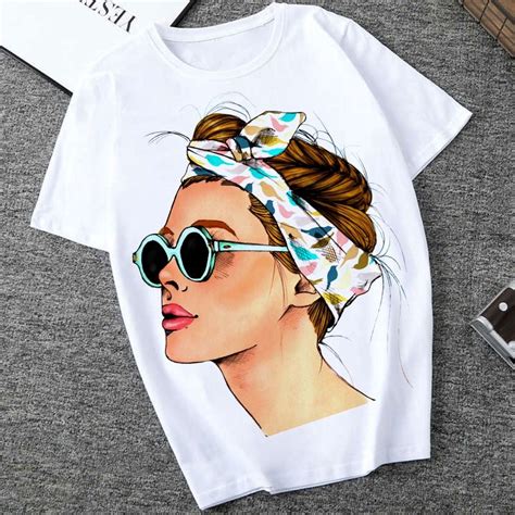 Camiseta de talla grande para Mujer, estampado de moda de verano ...